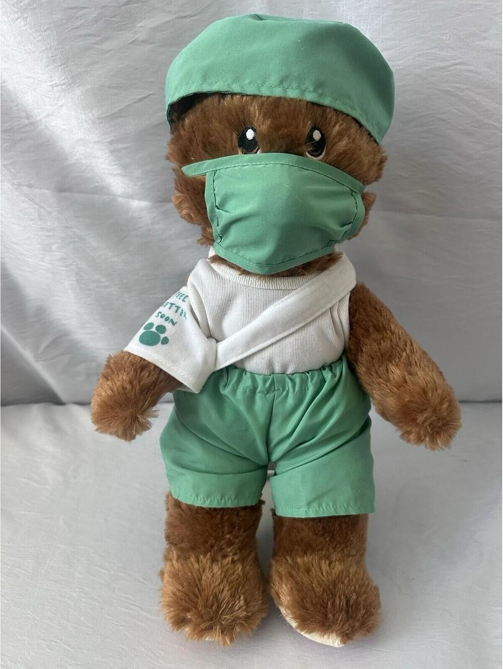 BUILD A BEAR WORKSHOP Brown Plush Stuffed Doctor Nurse Surgery Scrubs Get Well